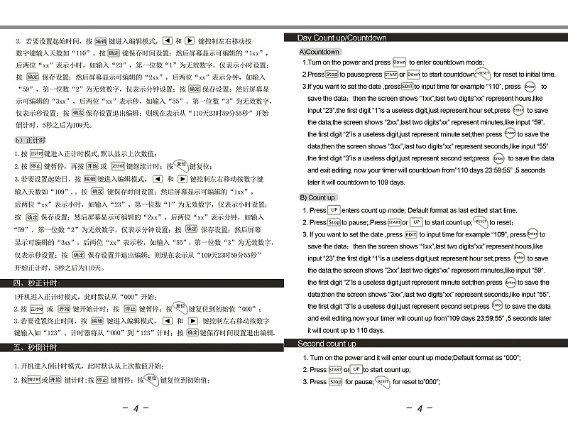 2-4位中英文說(shuō)明書